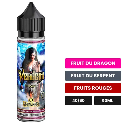 E-liquide Vendetta de Swoke, 50 ml, saveurs fruit du dragon, fruit du serpent et fruits rouges.
