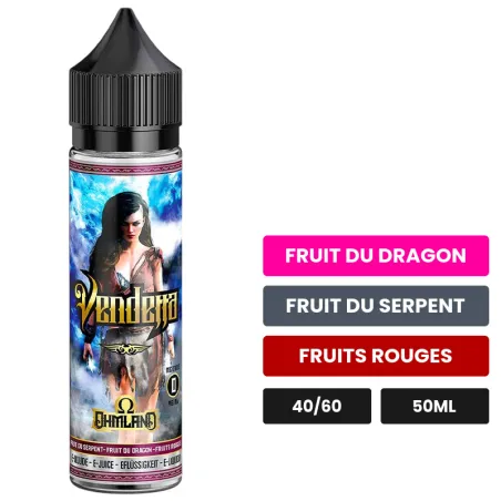 E-liquide Vendetta de Swoke, 50 ml, saveurs fruit du dragon, fruit du serpent et fruits rouges.