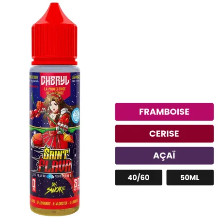 E-liquide Cheryl de Swoke, 50 ml, saveurs framboise, cerise et açaï.