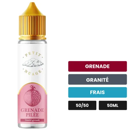 E-liquide Grenade Pilée de Petit Nuage, 50 ml, saveurs grenade, granité et frais.