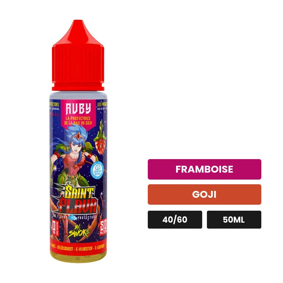 E-liquide Ruby de Swoke, 50 ml, saveurs framboise et goji.