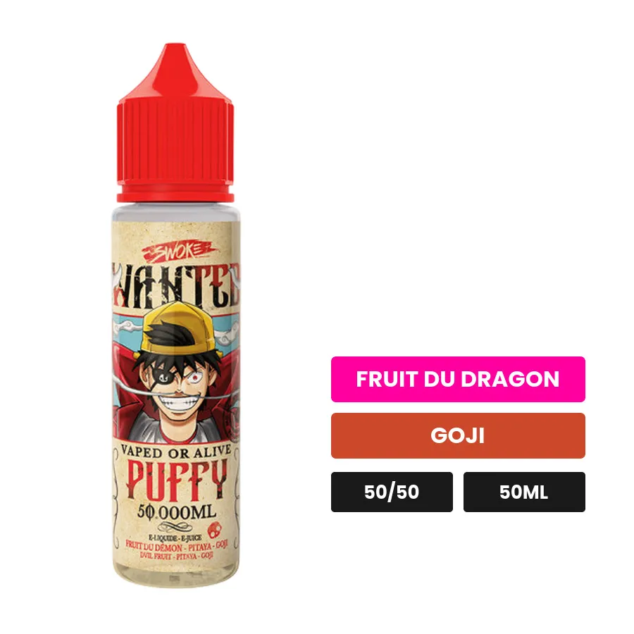 E-liquide Puffy de Swoke, 50 ml, saveurs fruit du dragon et goji.