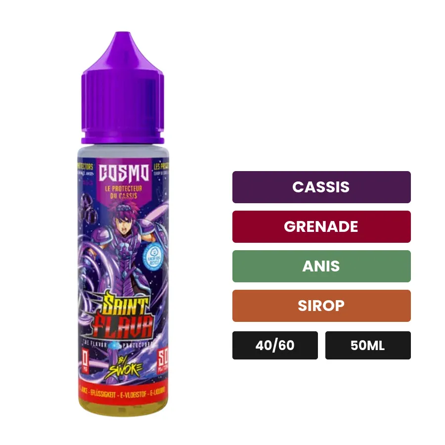 E-liquide Cosmo de Swoke, 50 ml, saveurs cassis, grenade, anis et 1 autre.