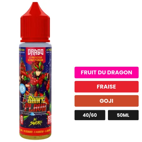 E-liquide Drago de Swoke, 50 ml, saveurs fruit du dragon, fraise et goji.