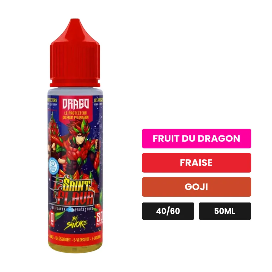 E-liquide Drago de Swoke, 50 ml, saveurs fruit du dragon, fraise et goji.