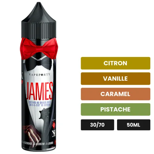 E-liquide James de Swoke, 50 ml, saveurs citron, vanille, caramel et 2 autres.