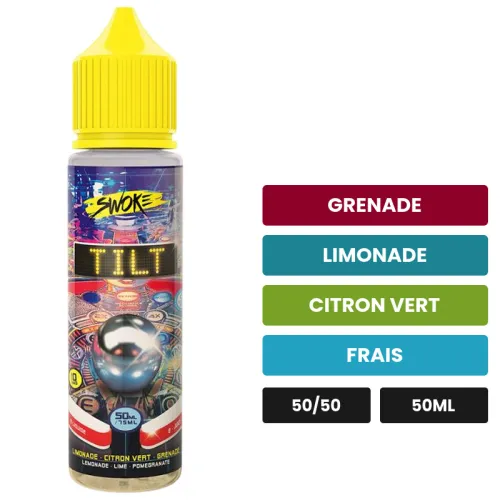 E-liquide Tilt de Swoke, 50 ml, saveurs grenade, limonade, citron vert et 1 autre.