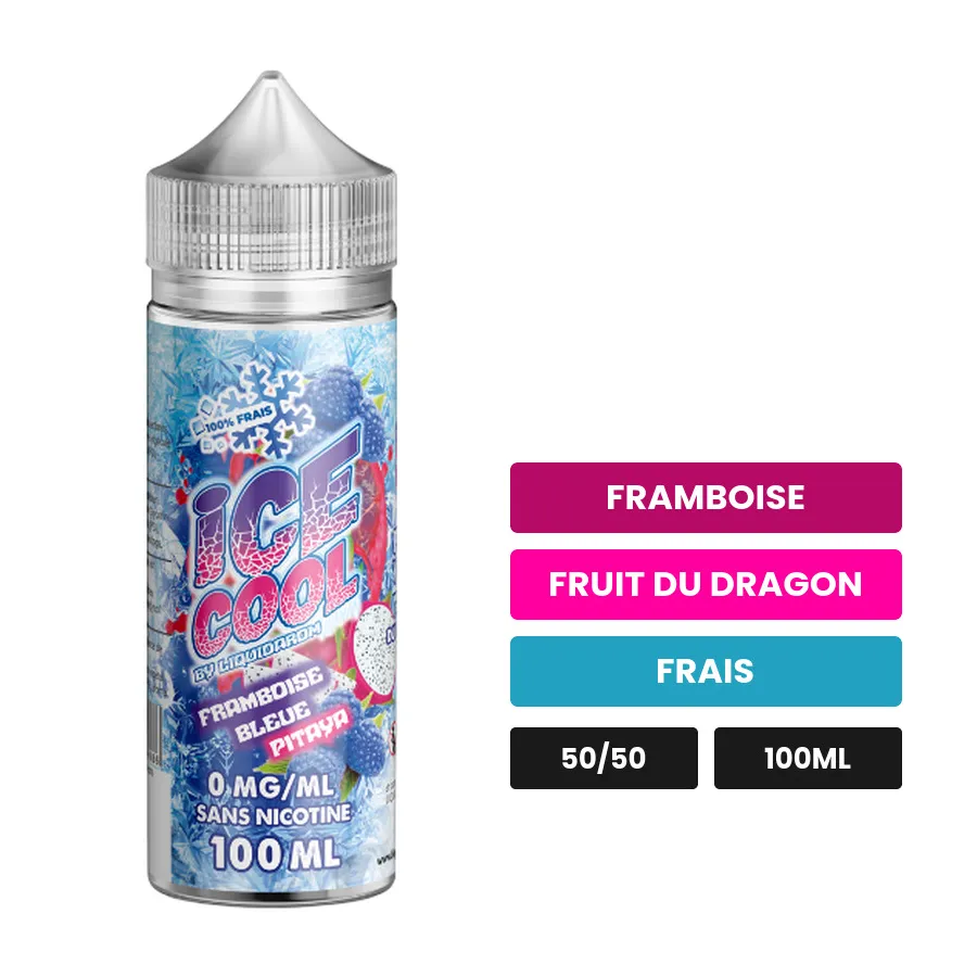 E-liquide Framboise Bleue Pitaya de Liquidarom, 100 ml, saveurs framboise, fruit du dragon et frais.