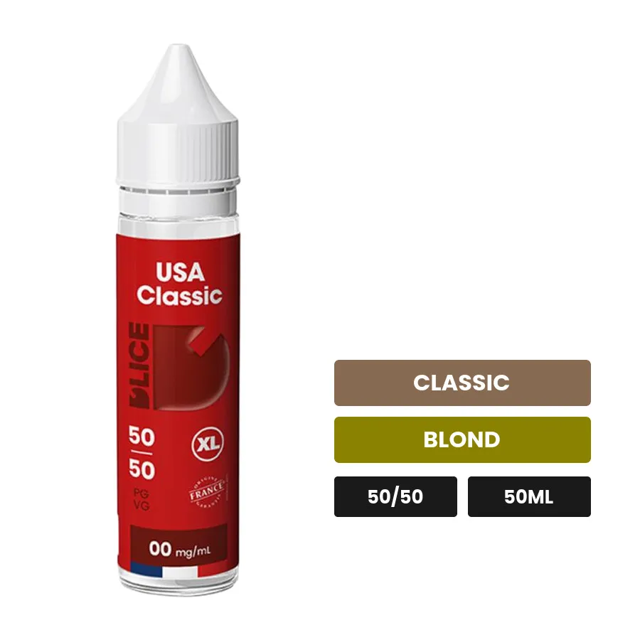 E-liquide Usa Classic de D'Lice, 50 ml, saveurs classic et blond.