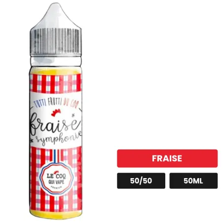 E-liquide Fraise Symphonie de Le Coq Qui Vape, 50 ml, saveur fraise.