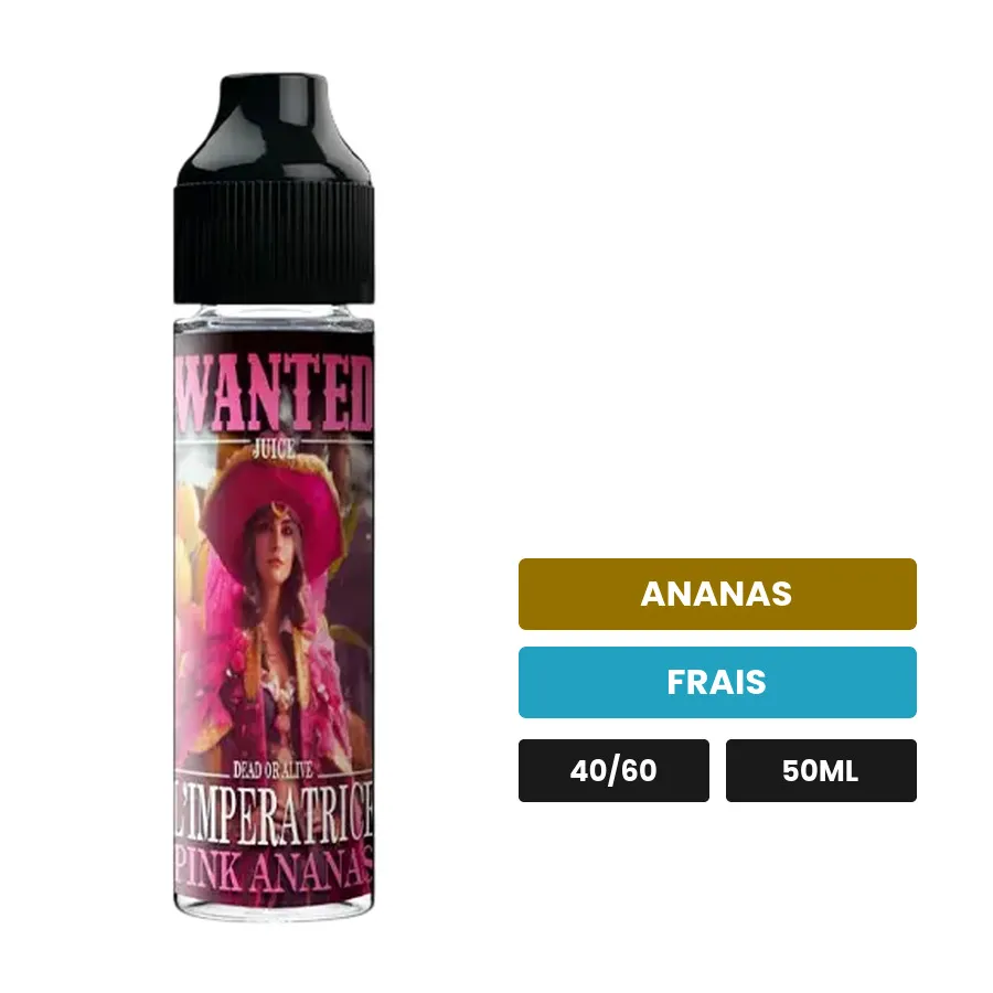 E-liquide L'Impératrice de Wanted Juice, 50 ml, saveurs ananas et frais.