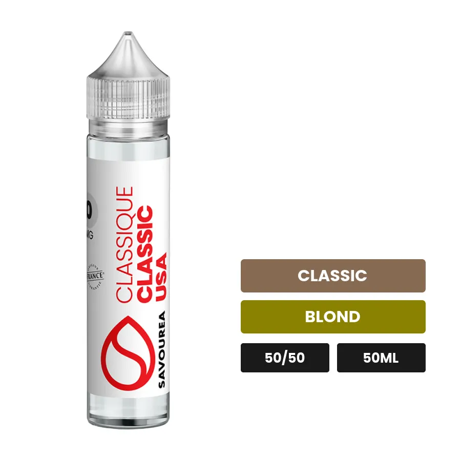 E-liquide Classic Usa Classique de Savourea, 50 ml, saveurs classic et blond.