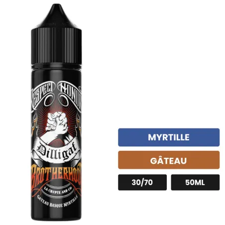 E-liquide Brotherhood de Dilligaf, 50 ml, saveurs myrtille et gâteau.