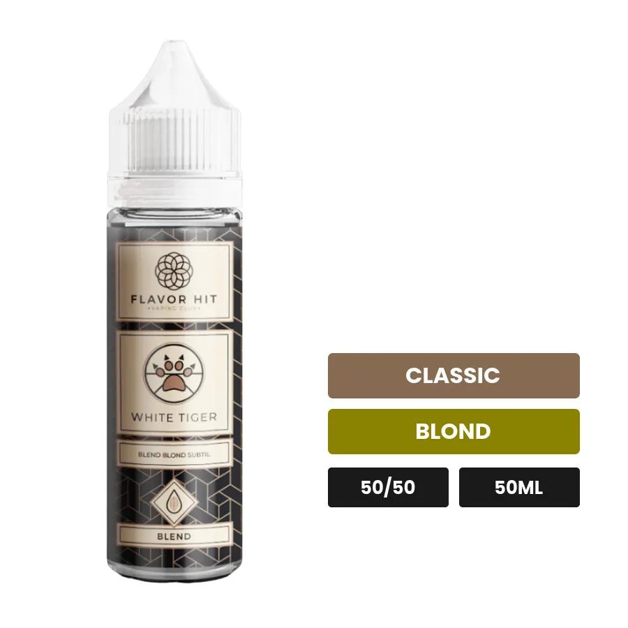 E-liquide White Tiger Blend de Flavor Hit, 50 ml, saveurs classic et blond.