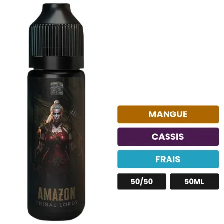 E-liquide Amazon de Tribal Force, 50 ml, saveurs mangue, cassis et frais.