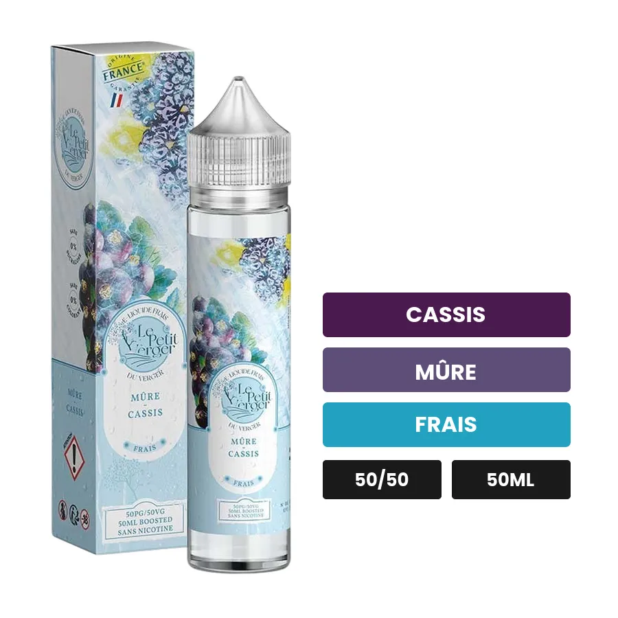 E-liquide Mûre Cassis de Savourea, 50 ml, saveurs cassis, mûre et frais.