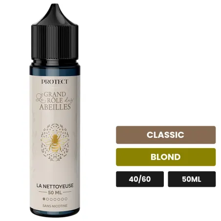 E-liquide La Nettoyeuse de Protect, 50 ml, saveurs classic et blond.