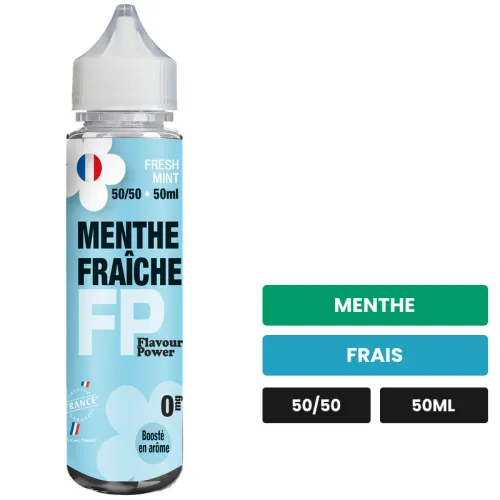 E-liquide Menthe Fraiche de Flavour Power, 50 ml, saveurs menthe et frais.