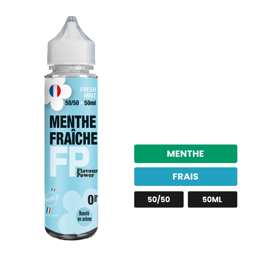 E-liquide Menthe Fraiche de Flavour Power, 50 ml, saveurs menthe et frais.