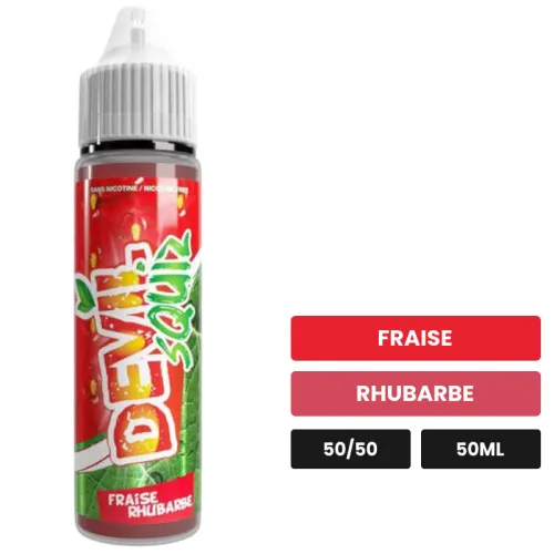 E-liquide Fraise Rhubarbe de Devil Original, 50 ml, saveurs fraise et rhubarbe.