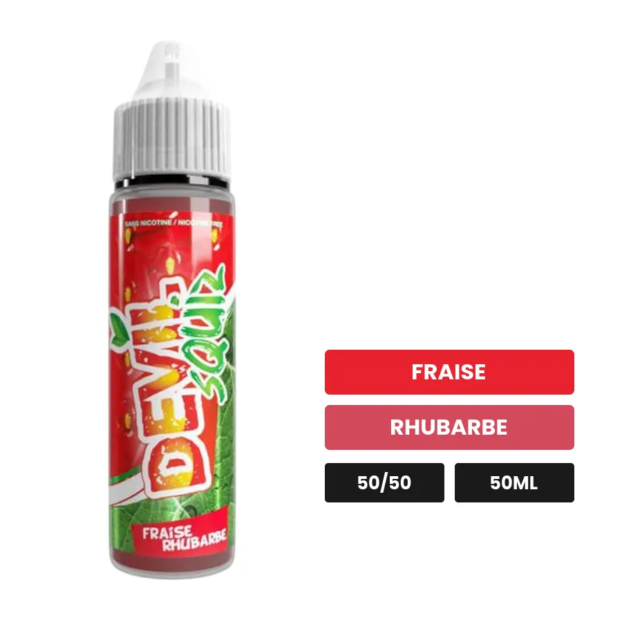 E-liquide Fraise Rhubarbe de Devil Original, 50 ml, saveurs fraise et rhubarbe.
