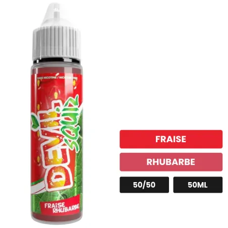 E-liquide Fraise Rhubarbe de Devil Original, 50 ml, saveurs fraise et rhubarbe.