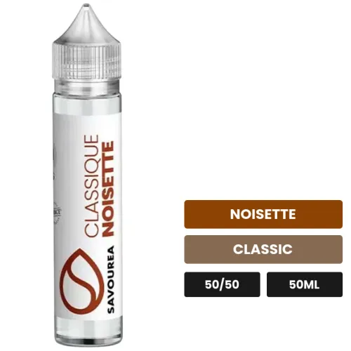 E-liquide Classic - Noisette de Savourea, 50 ml, saveurs noisette et classic.