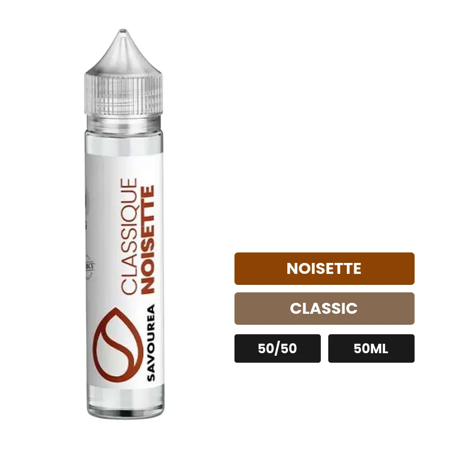 E-liquide Classic - Noisette de Savourea, 50 ml, saveurs noisette et classic.