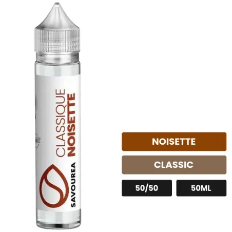 E-liquide Classic - Noisette de Savourea, 50 ml, saveurs noisette et classic.