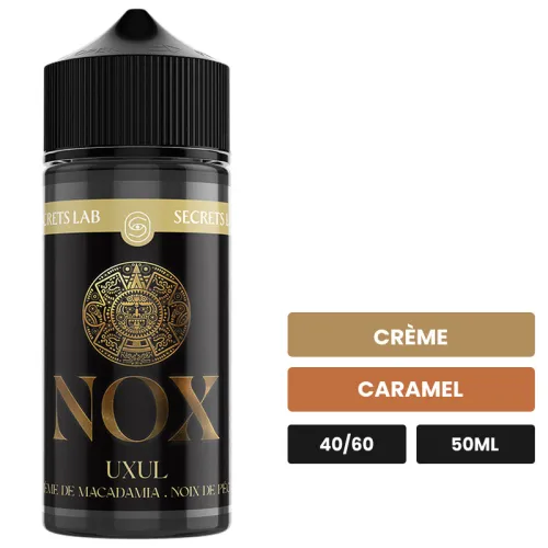 E-liquide Uxul de Secret's Lab, 50 ml, saveurs crème et caramel.