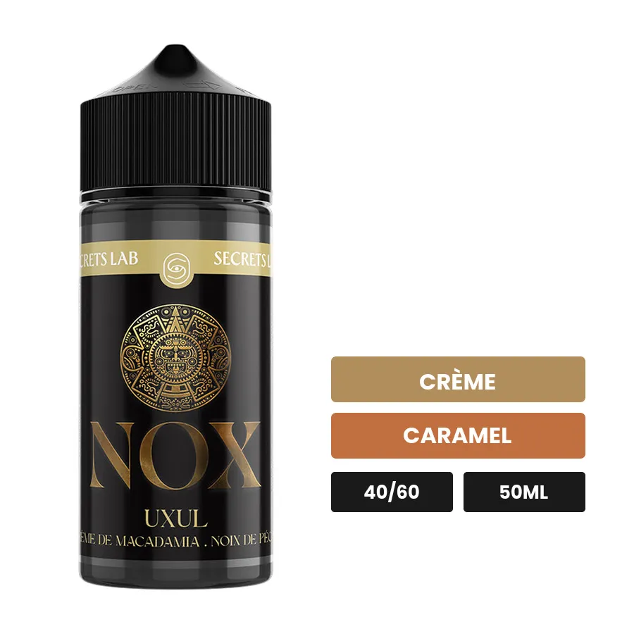 E-liquide Uxul de Secret's Lab, 50 ml, saveurs crème et caramel.