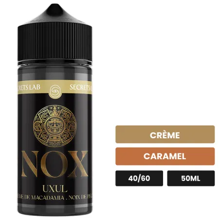 E-liquide Uxul de Secret's Lab, 50 ml, saveurs crème et caramel.