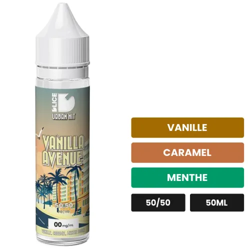 E-liquide Vanilla Avenue de D'Lice, 50 ml, saveurs vanille, caramel et menthe.