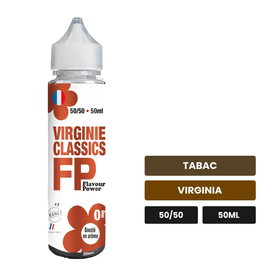 E-liquide Virginie Classics de Flavour Power, 50 ml, saveurs tabac et virginia.