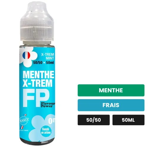 E-liquide Menthe X-Trem de Flavour Power, 50 ml, saveurs menthe et frais.