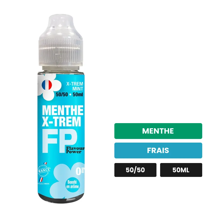E-liquide Menthe X-Trem de Flavour Power, 50 ml, saveurs menthe et frais.