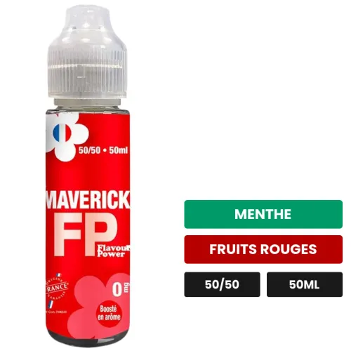 E-liquide Maverick de Flavour Power, 50 ml, saveurs menthe et fruits rouges.