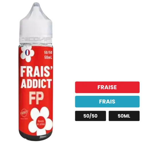 E-liquide Frais'Addict de Flavour Power, 50 ml, saveurs fraise et frais.