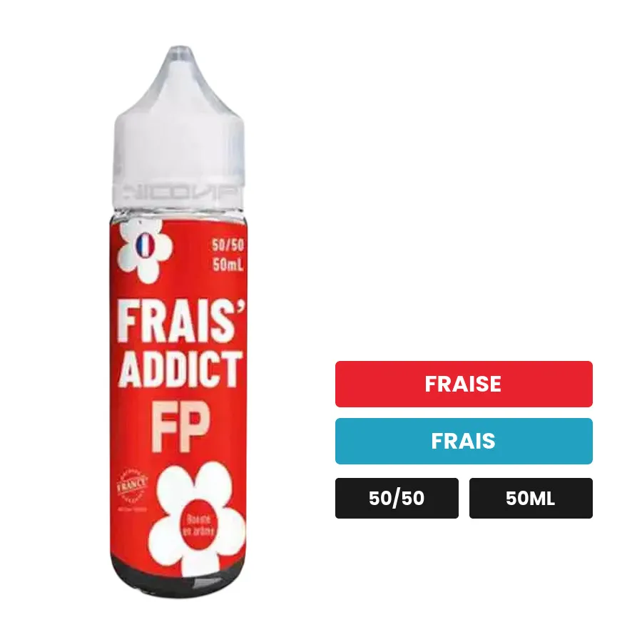 E-liquide Frais'Addict de Flavour Power, 50 ml, saveurs fraise et frais.