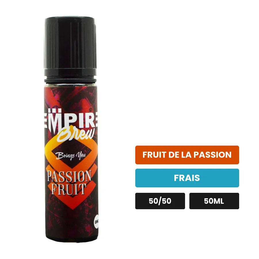 E-liquide Passion Fruit de Vape Empire, 50 ml, saveurs fruit de la passion et frais.