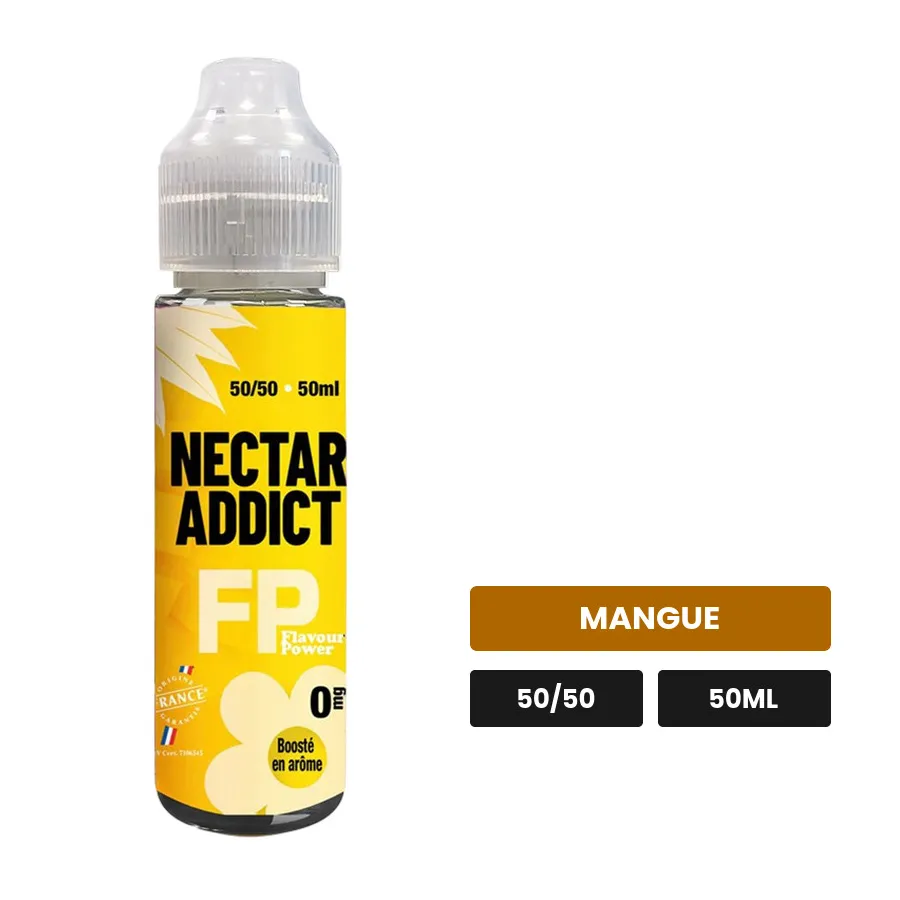 E-liquide Nectar'Addict de Flavour Power, 50 ml, saveur mangue.