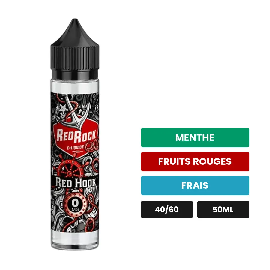 E-liquide Red Hook de Savourea, 50 ml, saveurs menthe, fruits rouges et frais.