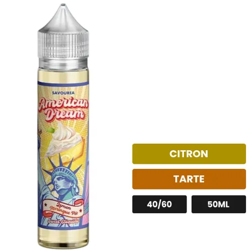 E-liquide Lemon Meringue Pie American Dream de Savourea, 50 ml, saveurs citron et tarte.