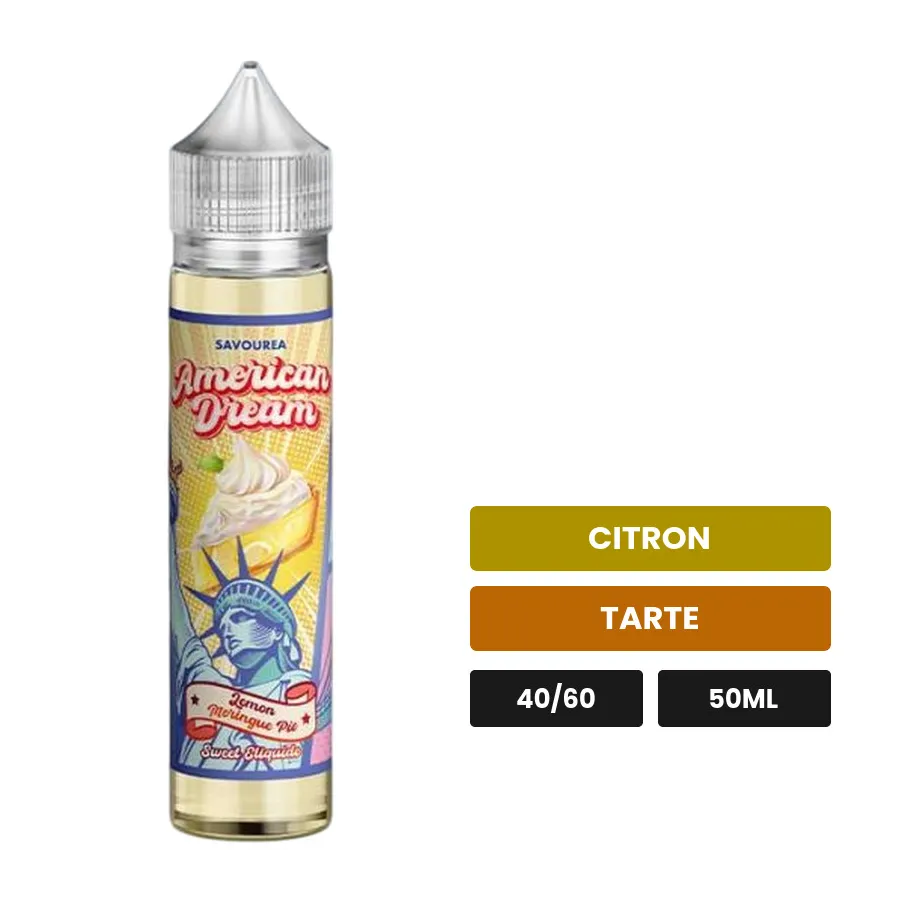 E-liquide Lemon Meringue Pie American Dream de Savourea, 50 ml, saveurs citron et tarte.