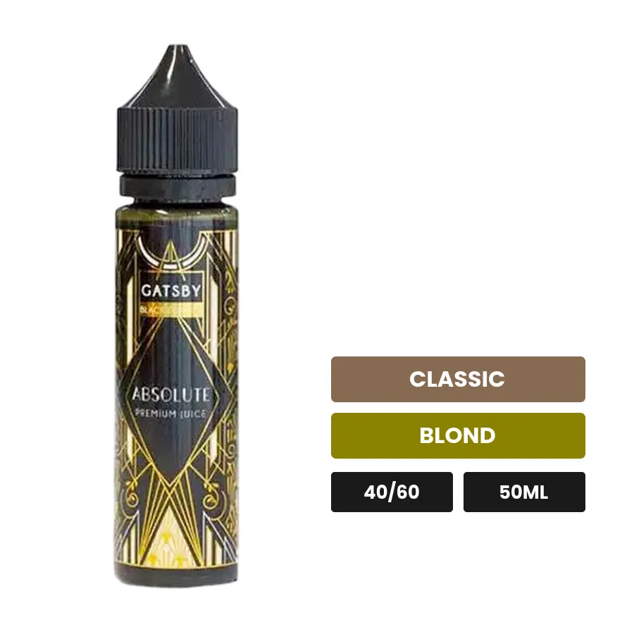 E-liquide Absolute de Gatsby, 50 ml, saveurs classic et blond.