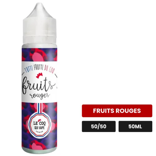 E-liquide Fruits Rouges de Le Coq Qui Vape, 50 ml, saveur fruits rouges.
