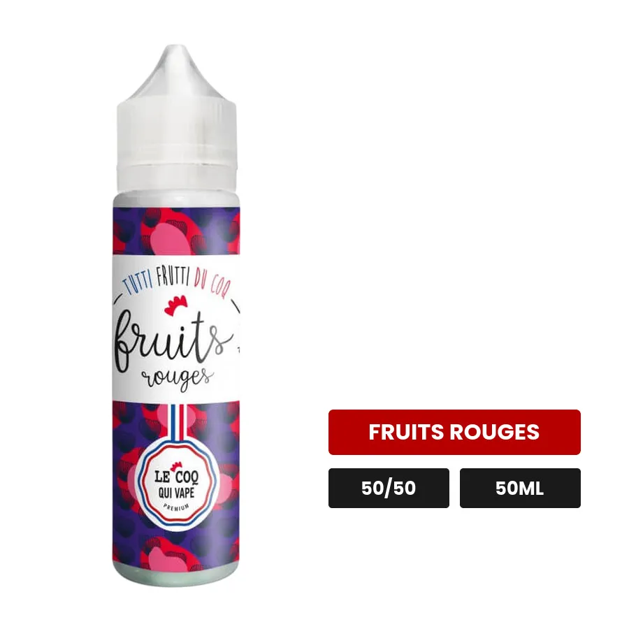 E-liquide Fruits Rouges de Le Coq Qui Vape, 50 ml, saveur fruits rouges.
