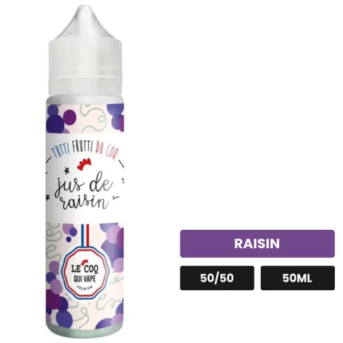 E-liquide Jus De Raisin de Le Coq Qui Vape, 50 ml, saveur raisin.