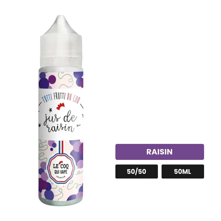 E-liquide Jus De Raisin de Le Coq Qui Vape, 50 ml, saveur raisin.