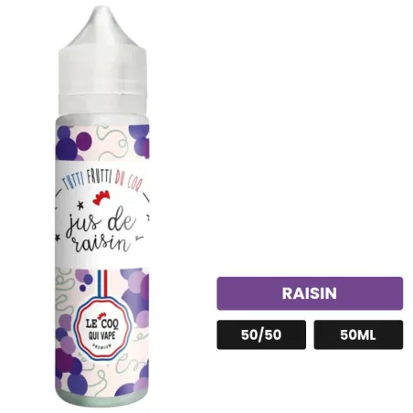 E-liquide Jus De Raisin de Le Coq Qui Vape, 50 ml, saveur raisin.